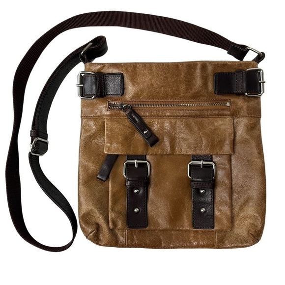 Danier Genuine Leather Medium Crossbody, Brown - Picture 1 of 14